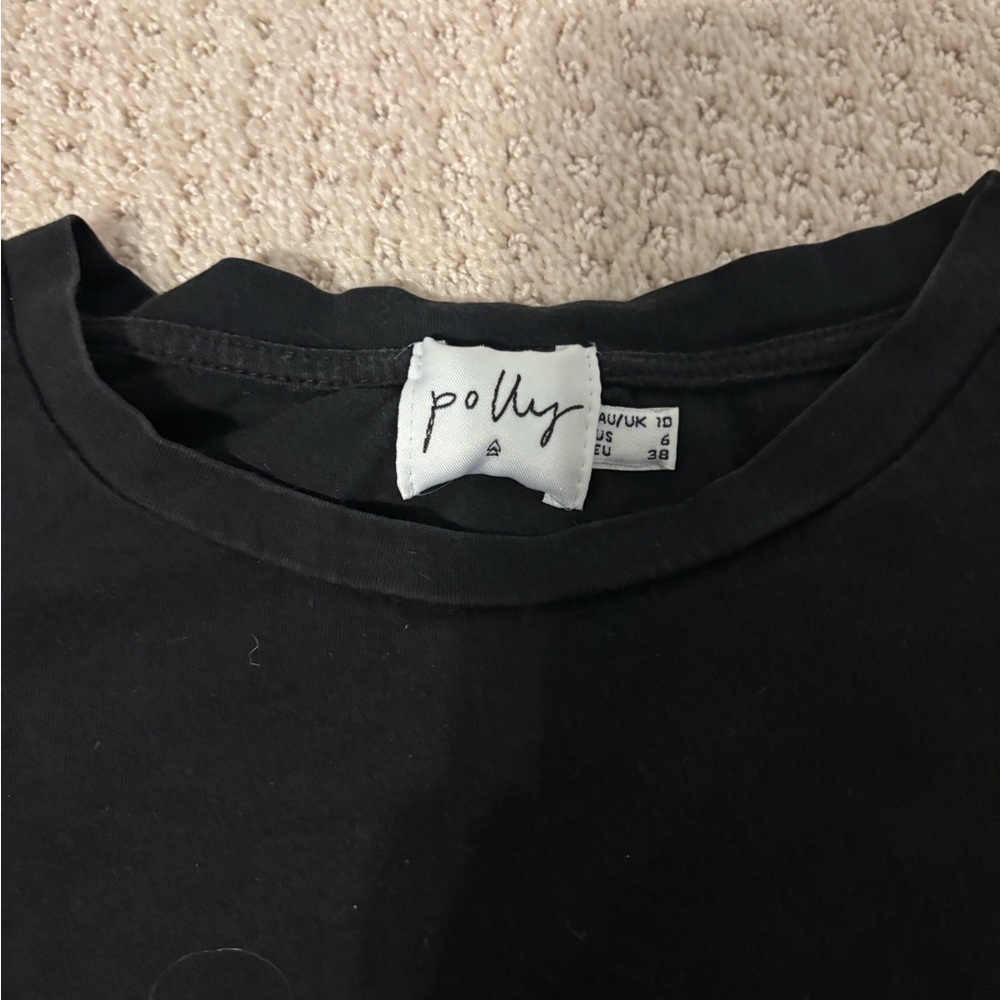 Princess Polly Black Cropped T Shirt Black - Picture 2 of 2